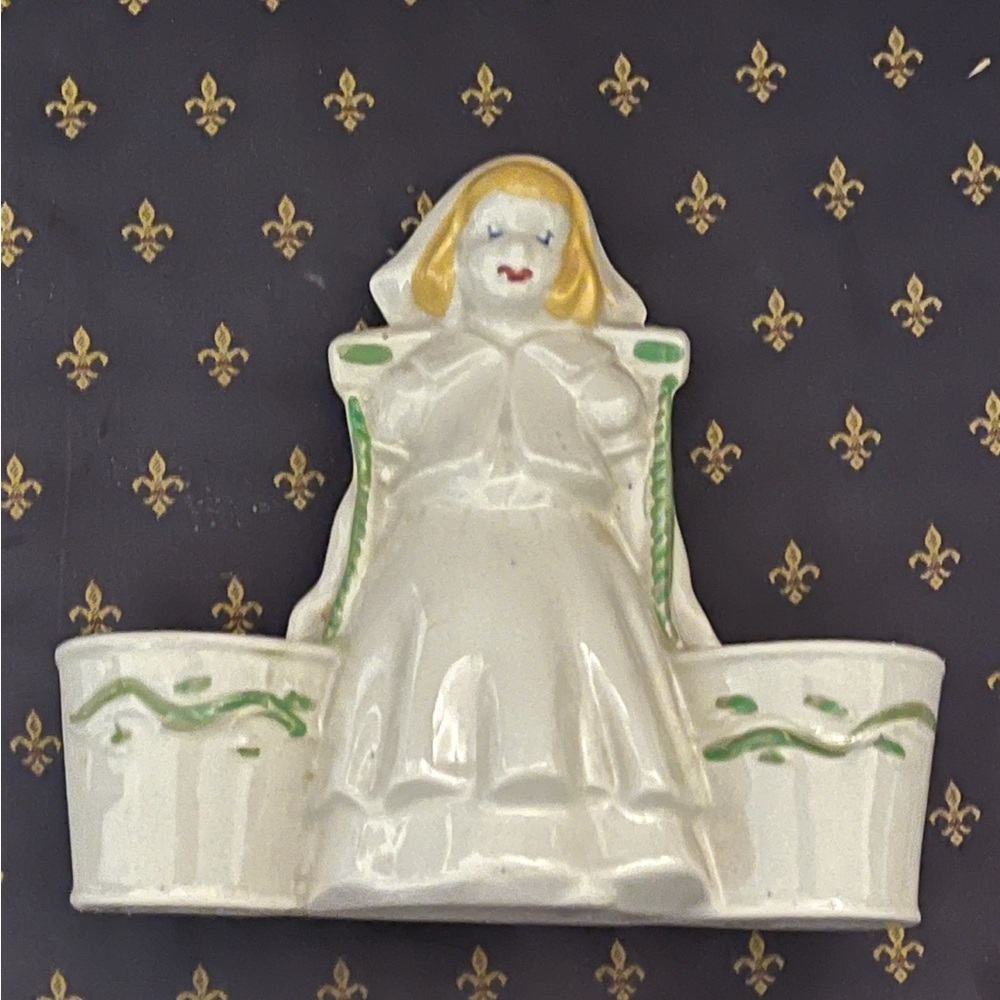 Vintage Ceramic Milk Maid Dutch Girl Wall Planter with Bride Design